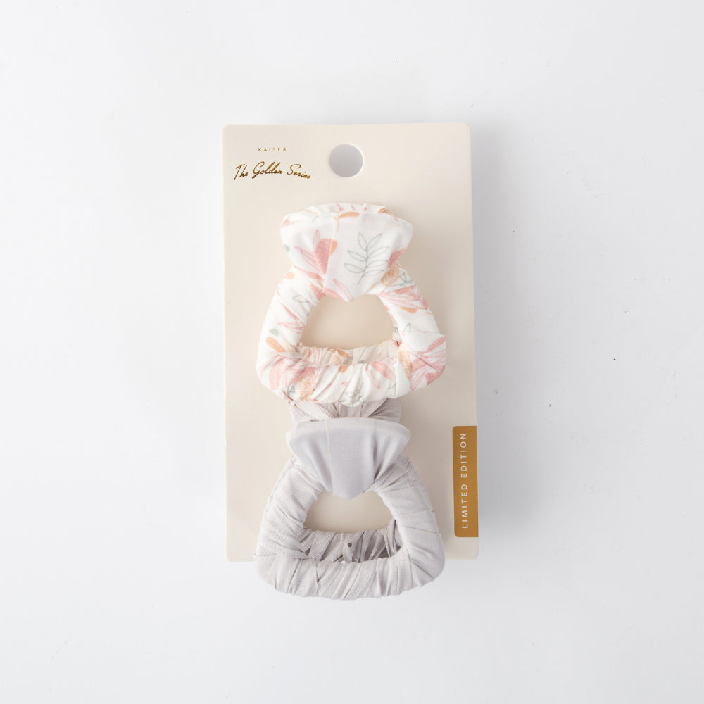 Golden Fabric Wrap Hair Claw 2pk - WARATAH/TAUPE